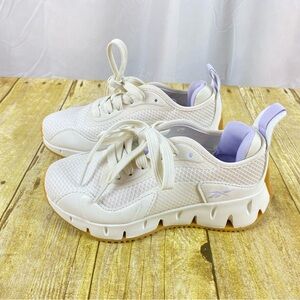 Reebok Zig Dynamica White and Lavender Athletic Shoes Kids Size 1K